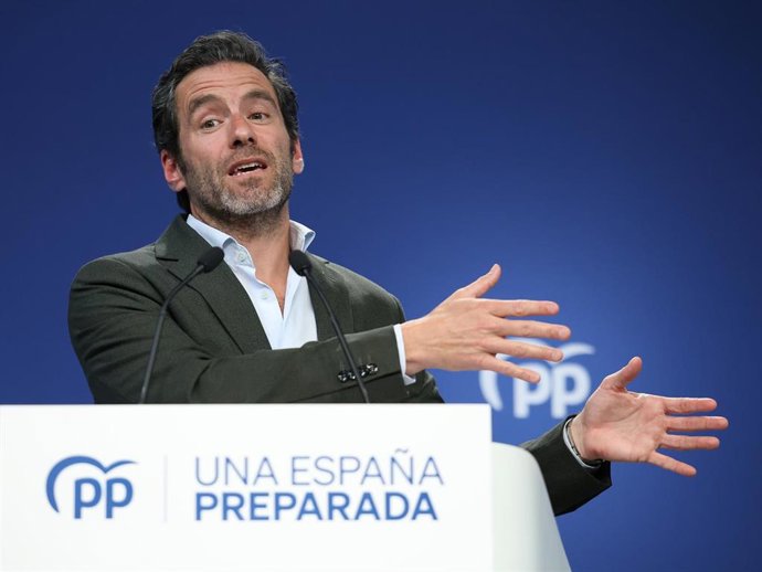 Archivo - El portavoz del PP, Borja Sémper, interviene durante la rueda de prensa posterior a la reunión del Comité de Dirección del Partido Popular, en la sede nacional del PP, a 5 de junio de 2023, en Madrid (España). Durante la rueda de prensa, el po