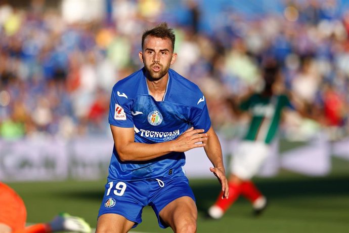 El delantero Borja Mayoral, autor del gol del Getafe CF contra el Deportivo Alavés en el Coliseum Alfonso Pérez.