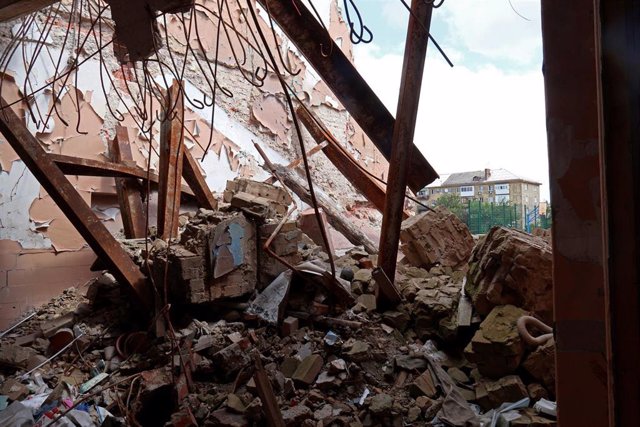 Un edificio destruido en la región de Donestk, en Ucrania