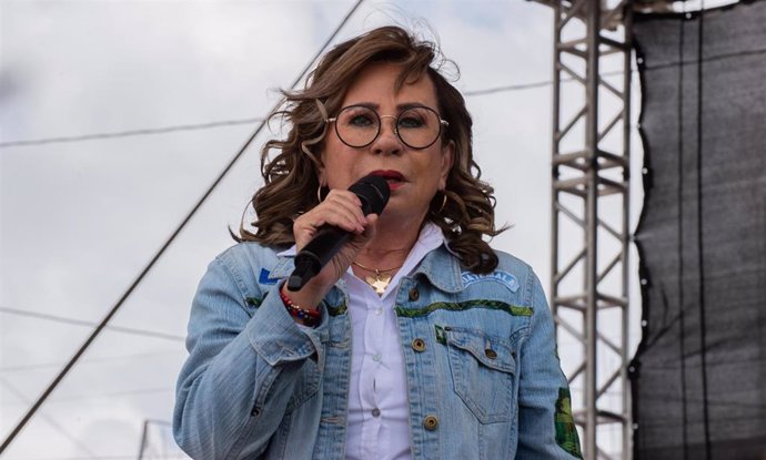 La candidata del partido político UNE, Sandra Torres, en Ciudad de Guatemala