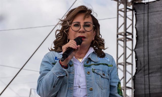 La candidata del partido político UNE, Sandra Torres, en Ciudad de Guatemala
