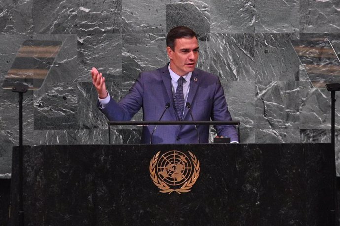 Archivo - El presidente del Gobierno, Pedro Sánchez, en la Asamblea General de la ONU