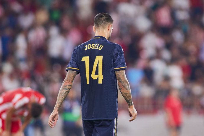 Joselu Mato of Real Madrid looks on during the Spanish league, La Liga EA Sports, football match played between UD Almeria and Real Madrid at Power Horse stadium on August 19, 2023, in Almeria, Spain.