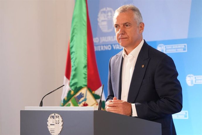 El Lehendakari, Iñigo Urkullu, en una comparecencia en el Palacio Miramar de Donostia/San Sebastián, tras la celebración del primer Consejo de Corbierno del nuevo curso polítuco