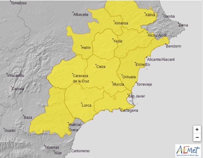 Aviso amarillo lluvia y tormentas