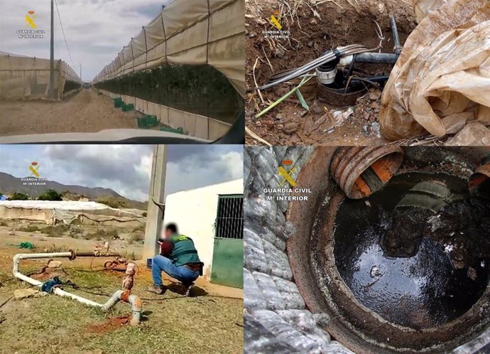 Imágenes de la operación 'Underwatter', dirigida a esclarecer la supuesta captación ilegal de aguas subterráneas de un acuífero de Mazarrón (Murcia), que se ha saldado con la instrucción de diligencias a 18 personas.