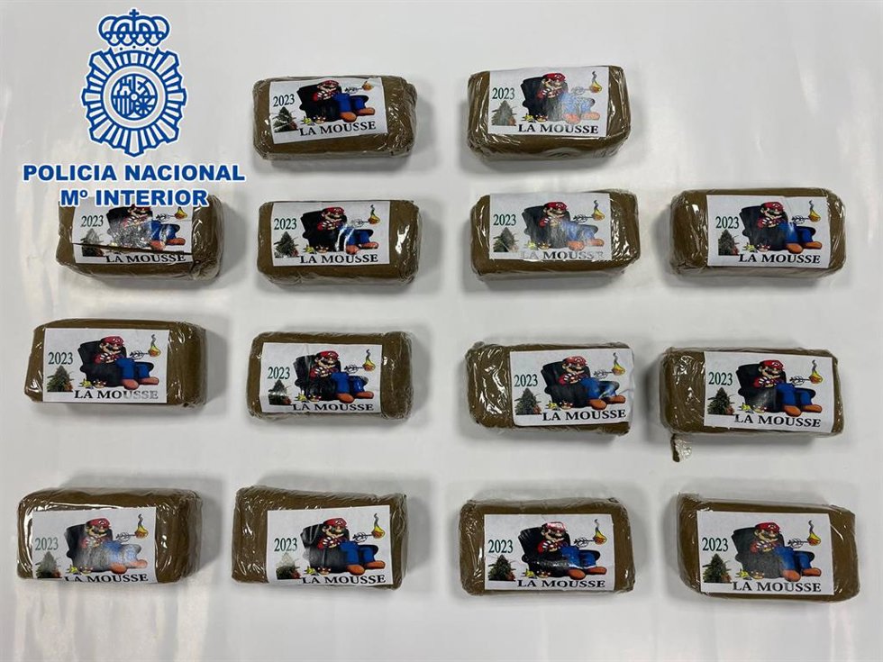 Paquetes de hachís intervenidos en Andújar.