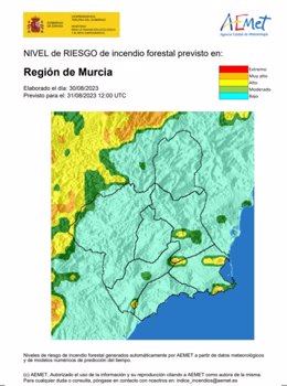 Riesgo incendio en la Región de Murcia