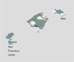 Mapa meteorológico del 31 de agosto de 2023 en Baleares.