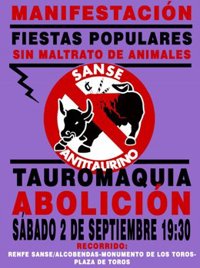 Sanse Antitaurino convoca una manifestación este sábado contra el maltrato animal en plenas fiestas