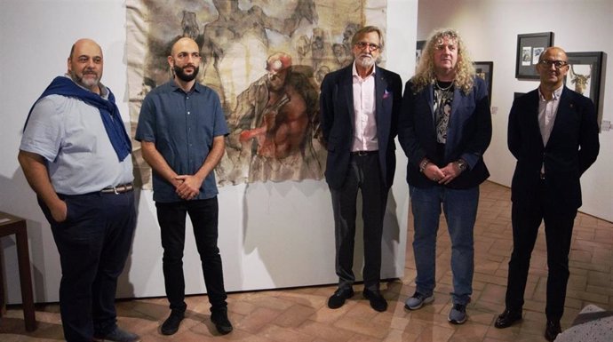 Presentación del Salón del Cómic a cargo de Rudy Goroskieta, director de Cultura del Ayuntamiento de Pamplona; Javier Fernández, de Fundación Caja Navarra; Francisco Romanillo, de Bankoa-ABANCA; Asier Mensuro y JAvier Pérez de Zabalza, director del Saló