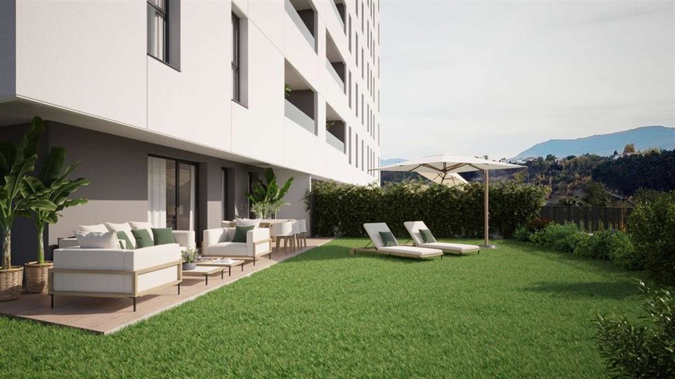 Bajo con jardín de Eulice, promoción de Aedas Homes en Barañáin, Navarra.