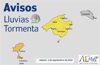 Aemet activa el aviso naranja y amarillo este sábado por lluvias y tormentas en Ibiza y Mallorca
