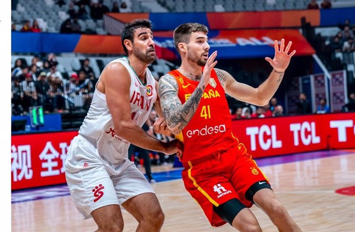 El español Juancho Hernangómez, ante Irán en el Mundobasket 2023.