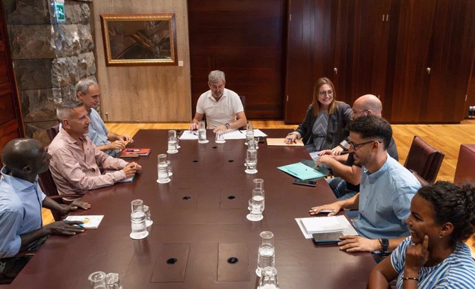 El presidente de Canarias, Fernando Clavijo, preside una reunión con ONG para organizar la acogida de migrantes en las islas