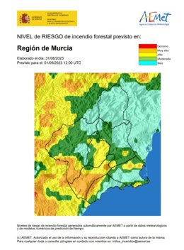 Riesgo incendio forestal en la Región de Murcia