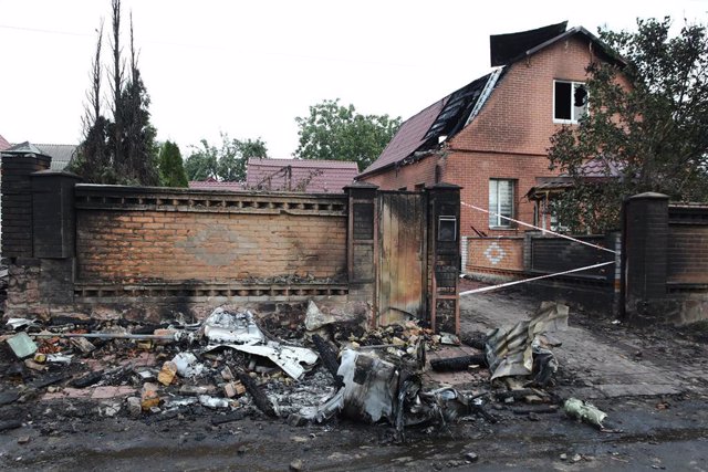 Una vivienda destruida por un ataque ruso en Tarasivka, Ucrania