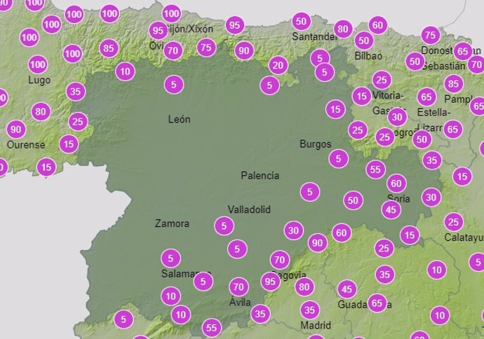 Aemet activa este sábado avisos por lluvias y tormentas de nivel naranja en Burgos y Soria y amarillo en Ávila y Segovia