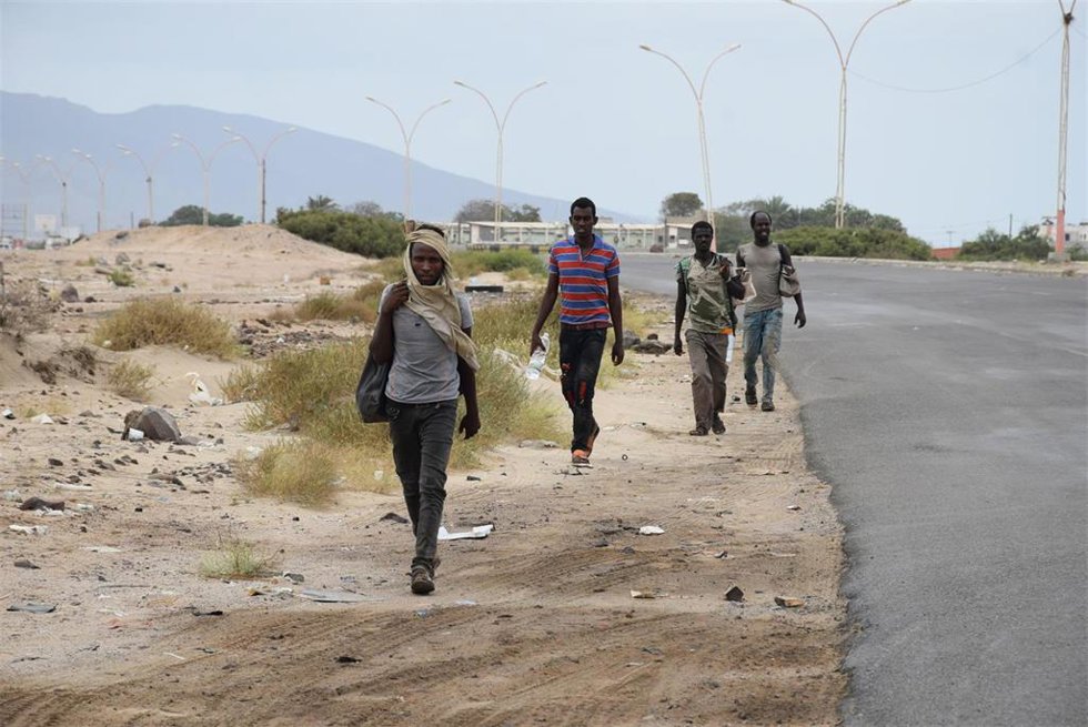 Archivo - Migrantes africanos en Aden, Yemen (Archivo)
