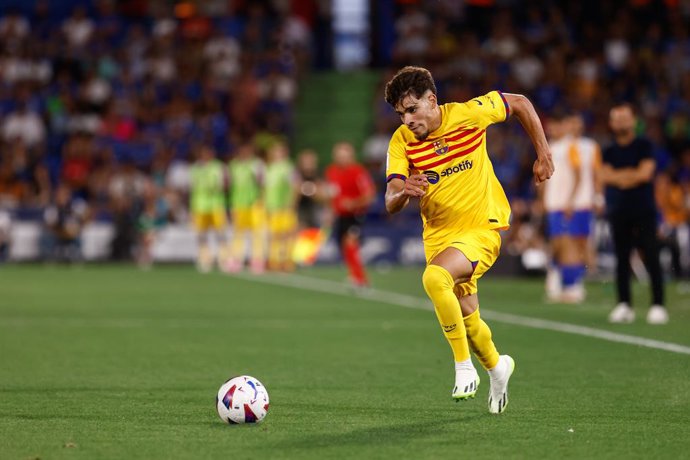 Abde Ezzalzouli of FC Barcelona in action during the spanish league, La Liga EA Sports, football match played between Getafe CF and FC Barcelona at Coliseum Alfonso Perez stadium on August 13, 2023, in Getafe, Madrid, Spain.