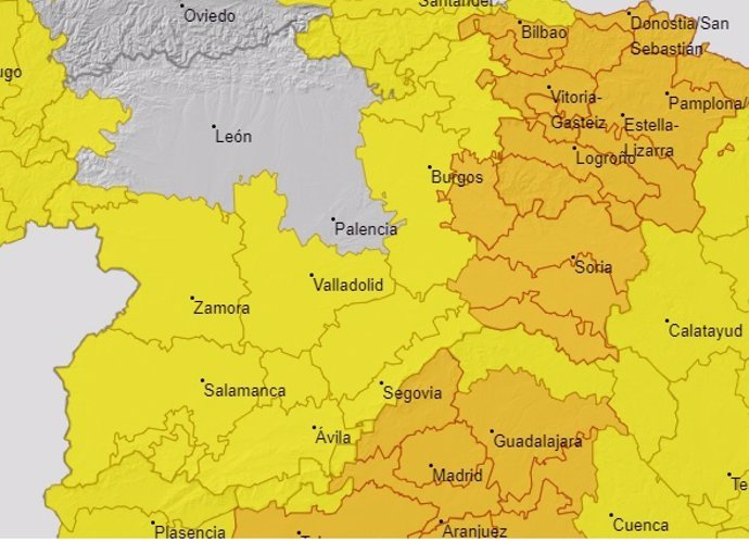 Burgos y Soria estarán hoy en alerta naranja por tormentas y el resto de provincias, salvo Palencia, en aviso amarillo