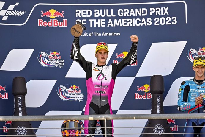 Archivo - Iván Ortolá celebrando su victoria en el Gran Premio de Las Américas 2023