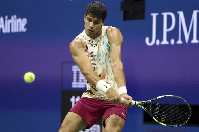 Carlos Alcaraz, en un partido del US Open 2023.