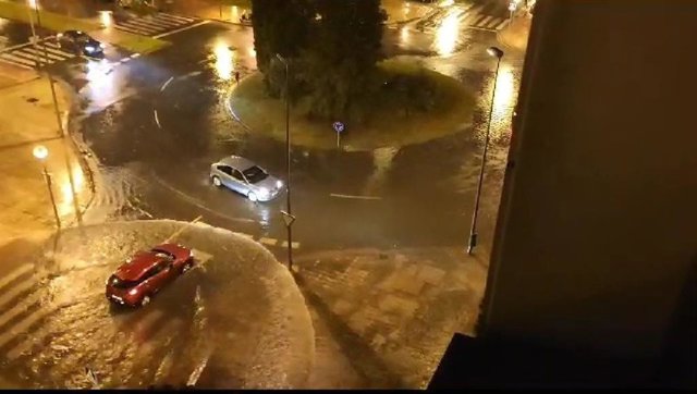 Archivo - Balsas de agua en Logroño derivado de la fuerte tormenta