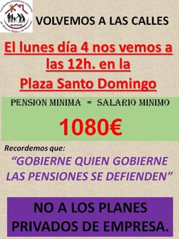 Los Pensionistas de Burgos retoman este lunes sus concentraciones para pedir que las pensiones mínimas se igualen al SMI