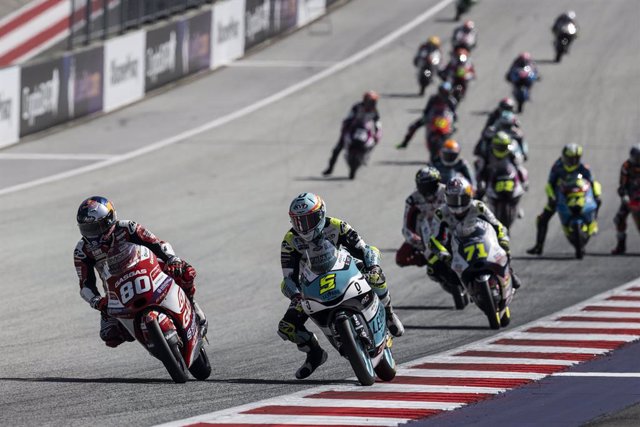 80 ALONSO David (col), AutoSolar GasGas Aspar M3, GasGas RC250GP, action 05 during the 2023 Moto3 CryptoDATA Motorrad Grand Prix on the Red Bull Ring - Spielberg circuit from August 18 to 20, in Spielberg, Austria - Photo Studio Milagro / DPPI