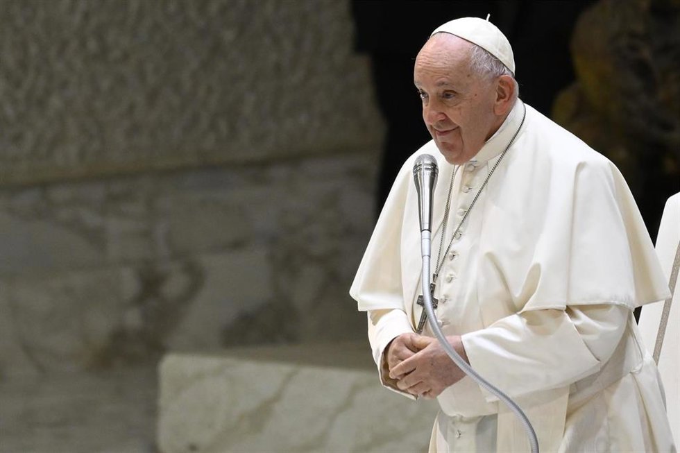 El Papa Francisco durante la Audiencia General del 30 de agosto de 2023, Aula Paolo VI, Ciudad del Vaticano.