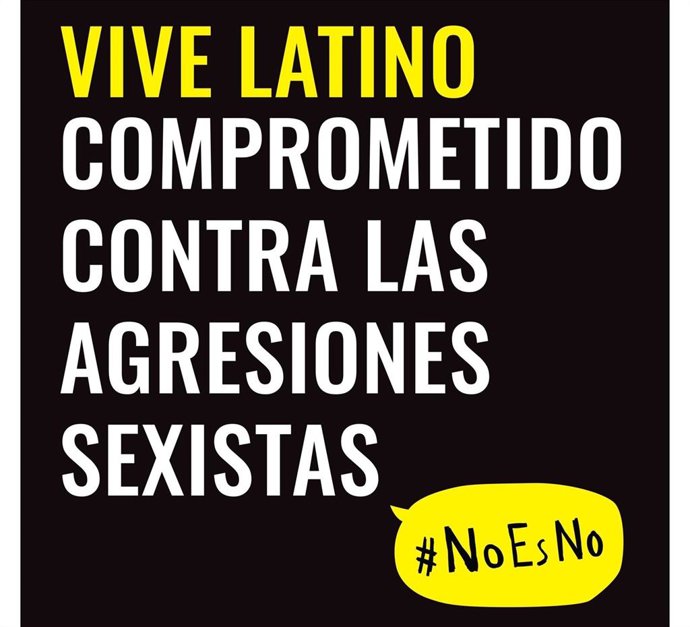 Cartel del festival Vive Latino contra las agresiones sexistas