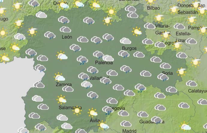 Ávila, Burgos y Segovia estarán este lunes en aviso amarillo por lluvias y tormentas derivadas de la DANA