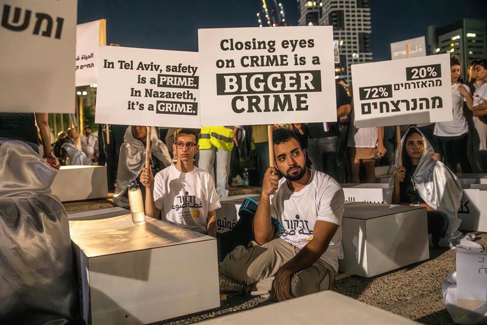 Manifestación contra la delincuencia de la minoría árabe-israelí