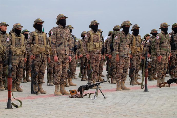 Archivo - Imagen de archivo de miembros del Ejército Nacional Sirio (SNA), apoyado por Turquía