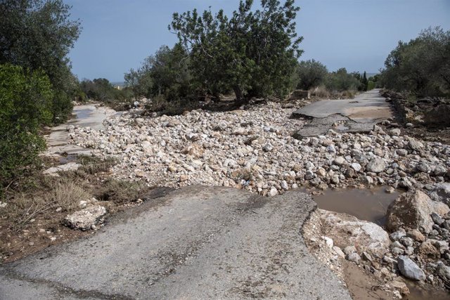 Instalaciones del Camping Els Alfacs afectadas por las lluvias, a 3 de septiembre de 2023, en Alcanar, Tarragona, Catalunya (España).  