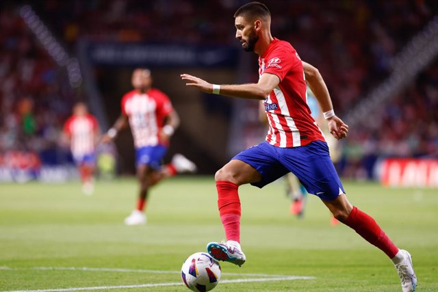 Yannick Carrasco of Atletico de Madrid in action during the spanish league, La Liga EA Sports, football match played between Atletico de Madrid and Granada CF at Civitas Metropolitano stadium on August 14, 2023, in Madrid, Spain.