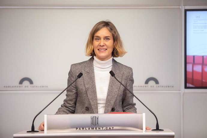 Archivo - La líder de los comuns en el Parlament, Jéssica Albiach, ofrece una rueda de prensa en el Parlament, a 1 de febrero de 2023, en Barcelona, Catalunya (España). Albiach ha celebrado que Catalunya tiene garantizada la aprobación de los Presupuest