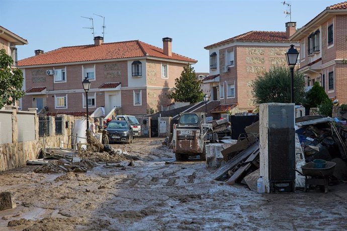 Una de las zonas afectadas por las inundaciones provocadas por la DANA, a 5 de septiembre de 2023, en Villamanta, Madrid (España). La depresión aislada en niveles altos de la atmósfera (DANA) que ha pasado este fin de semana por la Península ha dejado a