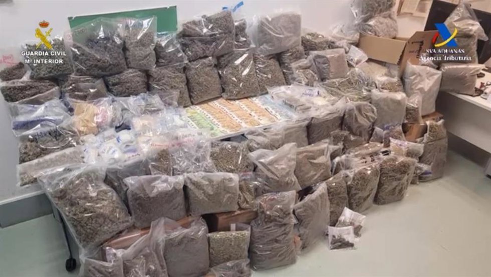 Droga intervenida tras el registro.