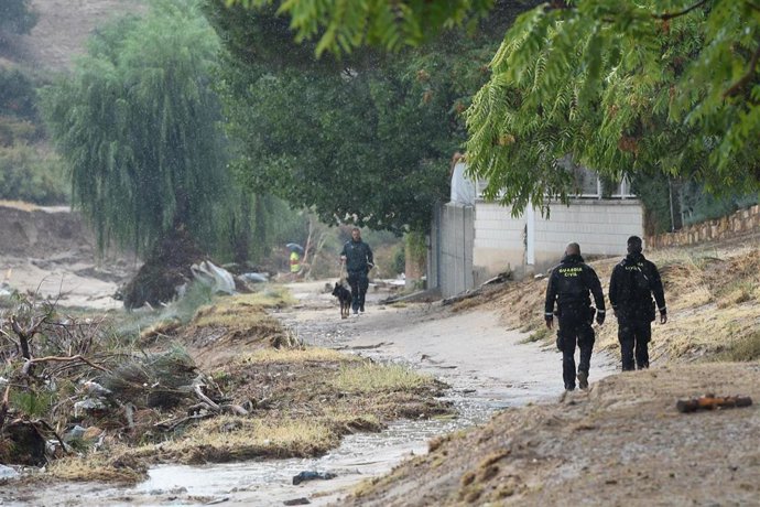 Varios agentes de la Guardia Civil en los dispositivos de rescate por las inundaciones en Madrid