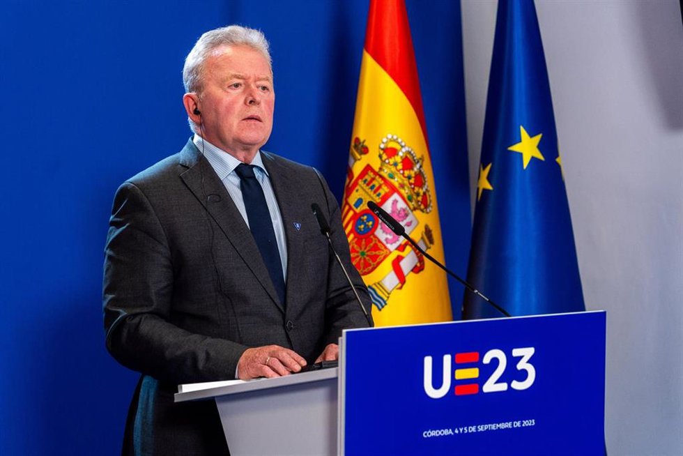 El comisario de Agricultura y Desarrollo Rural de la UE, Janusz Wojciechowski, atiende a los medios de comunicación, tras las sesiones de trabajo de la Reunión Informal de Ministros (RIM). A 05 de septiembre del 2023 en Córdoba (Andalucía, España).