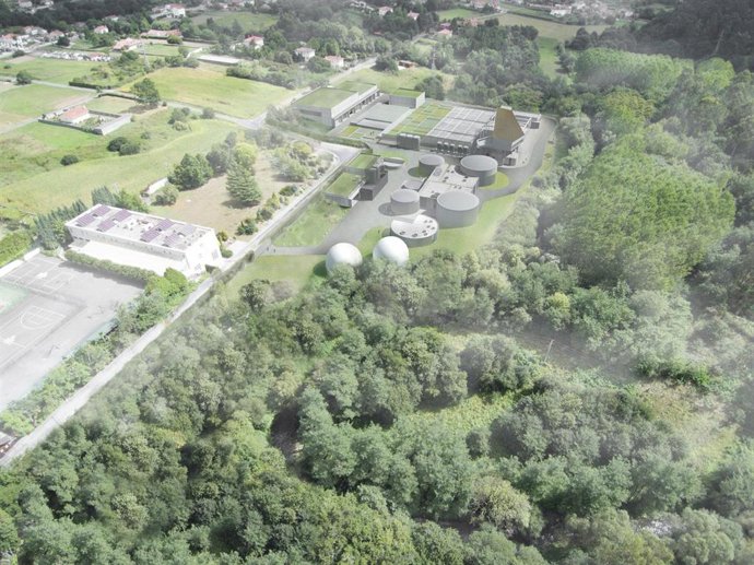 Archivo - Vista aérea del proyecto de la nueva depuradora de A Silvouta, en Santiago