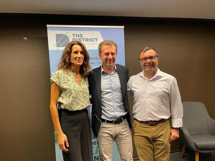 Gema Travesía, Juan Velayos y Josep Jorge en la presentación de The District 2023 en Barcelona