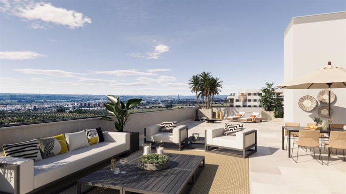Insur Atenea contará con áticos, bajos y pisos de dos, tres y cuatro dormitorios con terrazas de hasta 150 metros cuadrados con vistas a Sevilla.