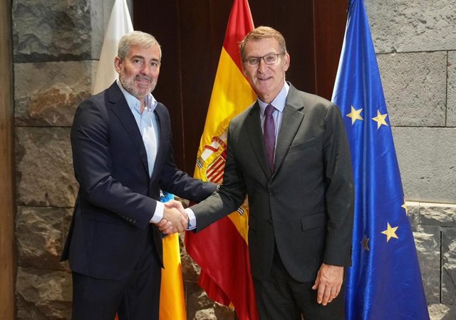 The president of the PP, Alberto Núñez Feijóo, meets with the president of the Government of the Canary Islands, Fernando Clavijo, in Santa Cruz de Tenerife.