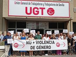 Minutos de silencio de UGT-A en recuerdo de las dos últimas víctimas de violencia machista en Andalucía