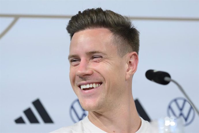 06 September 2023, Lower Saxony, Wolfsburg: German goalkeeper Marc-Andre Ter Stegen attends a press conference for the team ahead of the international matches against Japan and France. Photo: Julian Stratenschulte/dpa