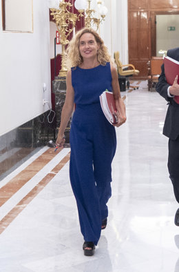 La presidenta del Congrés, Meritxell Batet, arriba a la Diputació Permanent en el Congrés, en la Sala Constitucional en el Congrés dels Diputats, a 16 d'agost de 2023, a Madrid (Espanya). 