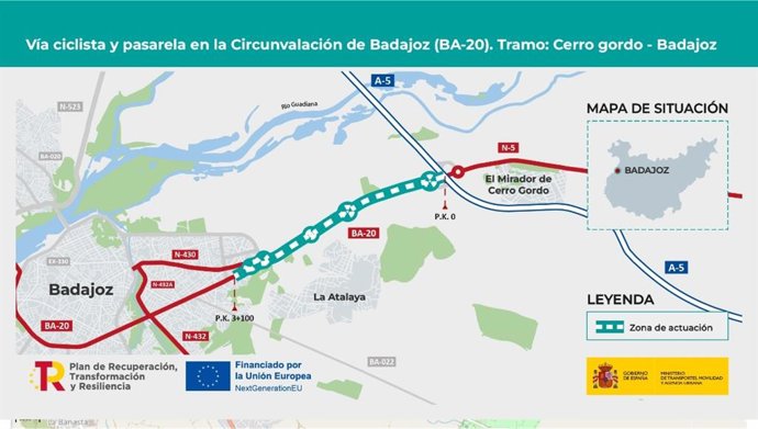 Zona de actuación de la vía ciclista.